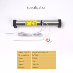 محرك الستائر الكهربائية AM24 مع تحكم RF، قدرة 24V للستائر المطبقة، الستائر الجفنونية، والستائر المصنوعة من سبائك الألومنيوم