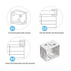 Soporte para riel de persiana, mini soporte de montaje para caja de perfil de persiana horizontal de imitación madera con lamas de 25 mm de ancho (4 unidades)
