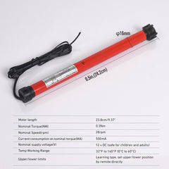 EY1612: 12V Hardwired with Remote Blinds Motor Kit Retrofit 1” &1-1/8” Tube