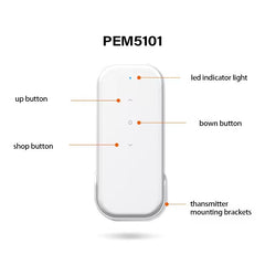 Fernbedienung für Jalousien mit Motor, 15-Kanal-Sender für elektrische Rollläden, funktioniert mit Jalousienmotor PM25, Weiß