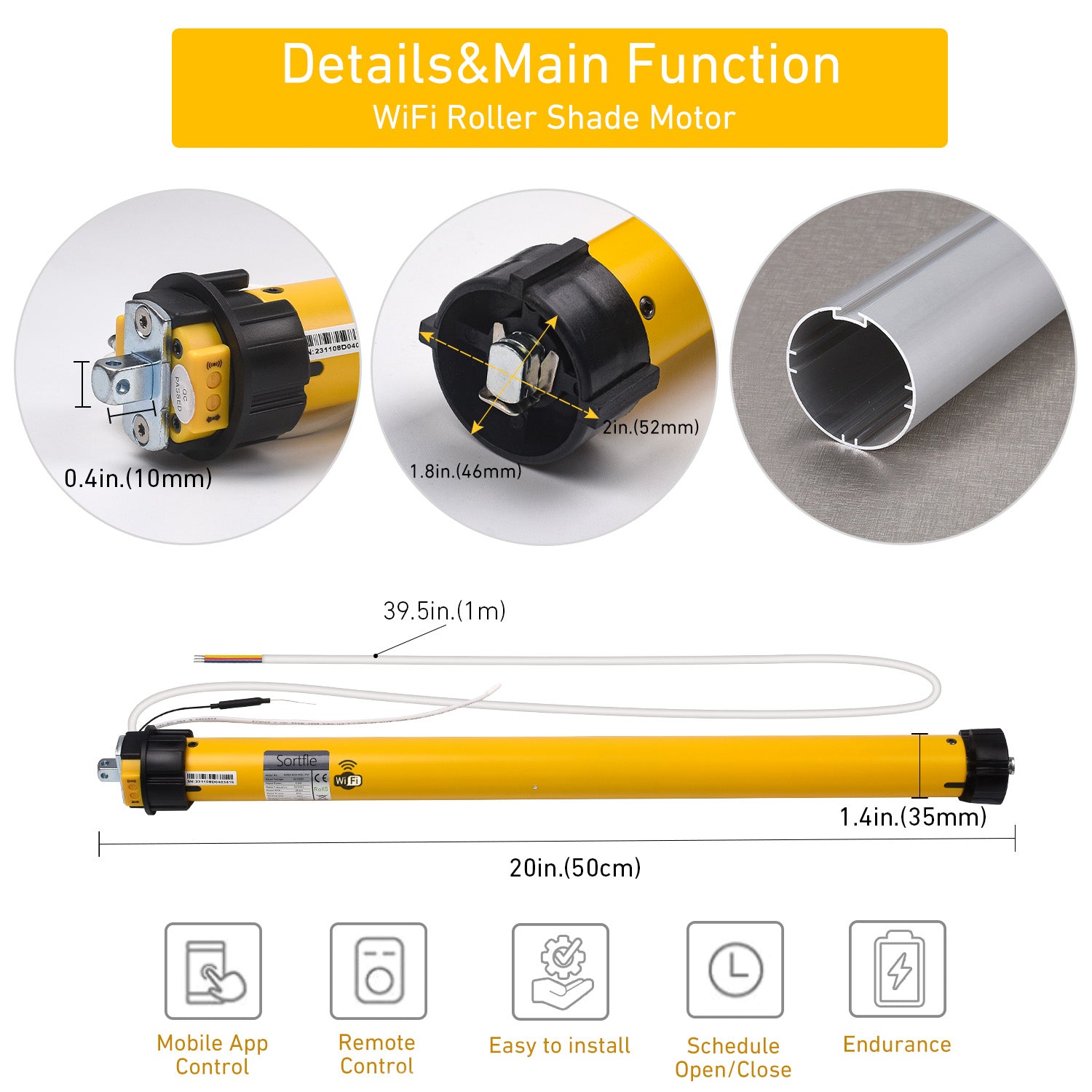 Electric Retractable Patio Screens Motor，AM35 Zigbee Screens Motor，Rechargeable, High Horsepower, Solar-Powered Patio Screens Motor