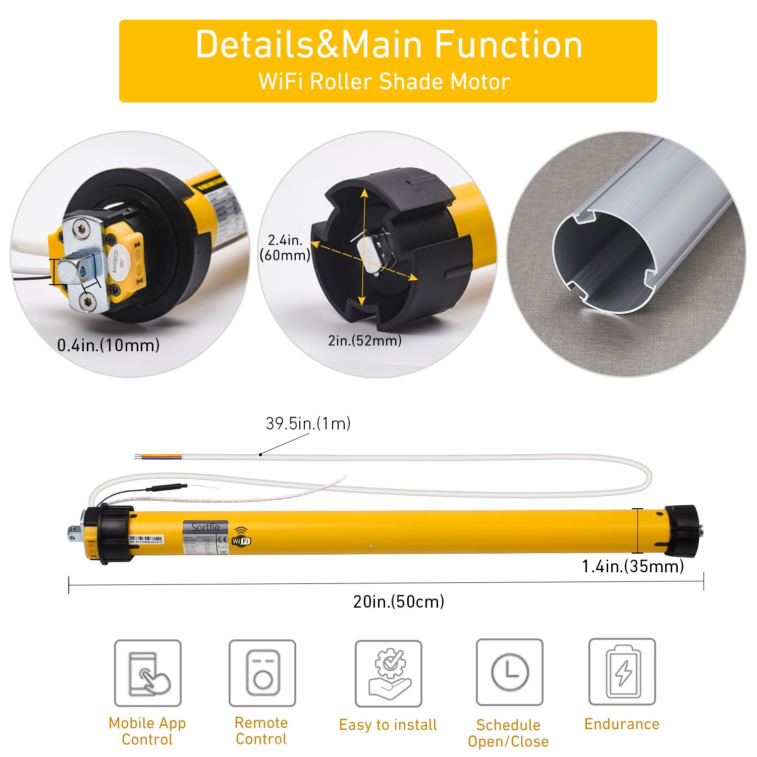 Electric Retractable Patio Screens Motor，AM35 Zigbee Screens Motor，Rechargeable, High Horsepower, Solar-Powered Patio Screens Motor