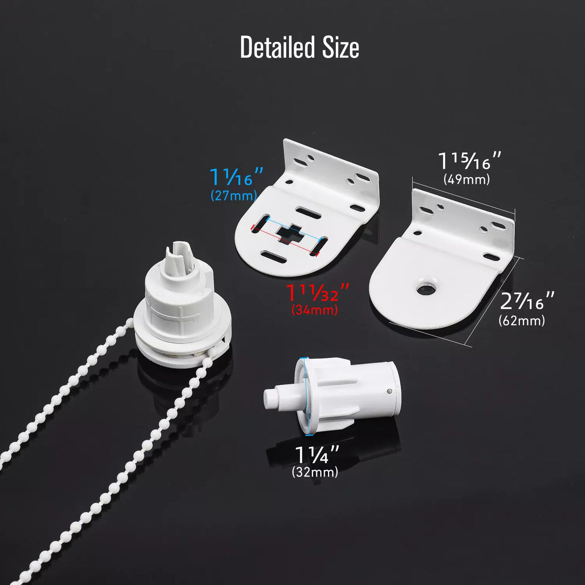 Universal Roller Blind Clutch Kit for 32mm (1-1/4 inch) Shades - Heavy Duty Bead Chain Controller & Hardware Fittings