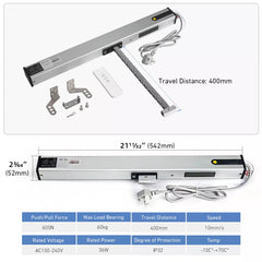 Electric Skylight Actuator - Automatic Window Opener with RF Remote, 110-240V Hard-Wired, 16" Adjustable Stroke for Awning, Hopper, and Attic Vents (600N/130lbs Thrust)
