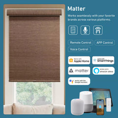 Matter Motorized Blinds Motor For HomeKit Roller Blinds，Fit 1.5"(38mm) Shade Tube，Rechargeable, Remote Control, Voice Control