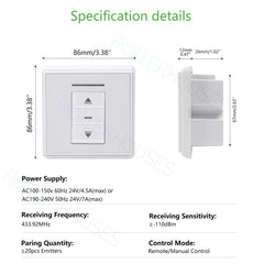24V Motor Controller: AC227 DC Motor Radio Receiver Wall Mounted Receiver Output 24V DC/4.5A for Tubular Motor.