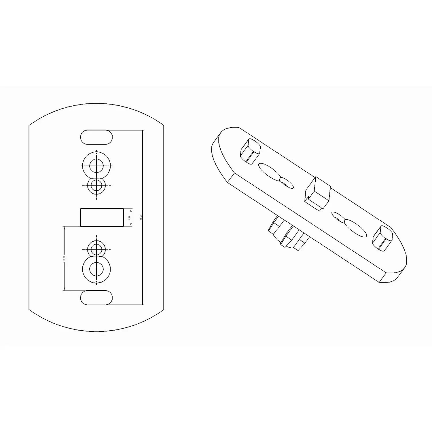 Roller Blind Bracket Adapter Plates Big, Spacing 49mm Mounting Plates for Electric Blind Motor