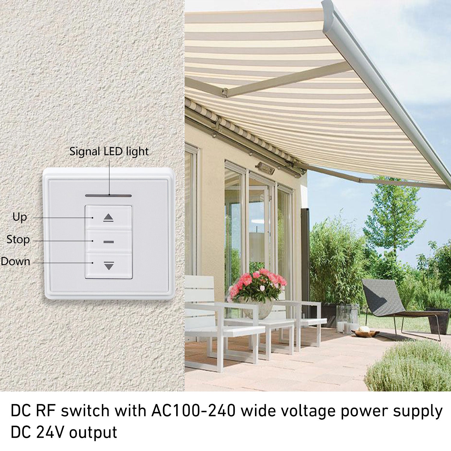 24V Motor Controller: AC227 DC Motor Radio Receiver Wall Mounted Receiver Output 24V DC/4.5A for Tubular Motor.
