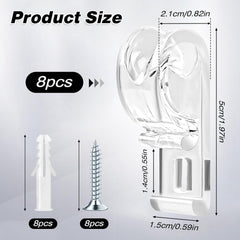 Clear Curtain Cord Hooks - 8 Pack Crystal Positioning Clips for Blinds & Shades (50mm)