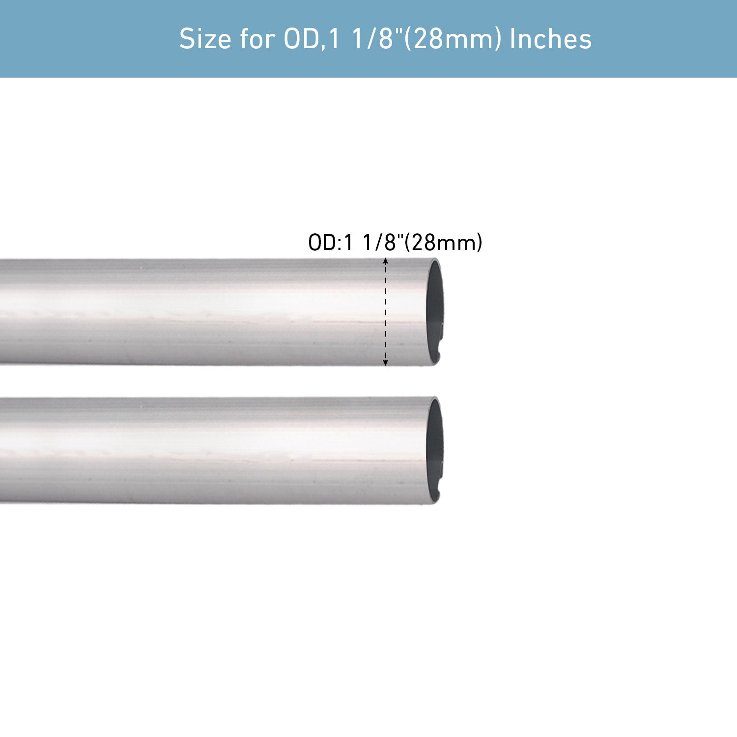 Roller Shades Tube，1-1/8" (28mm) Aluminum Tube，Roller Blinds Tube - 1 PCS