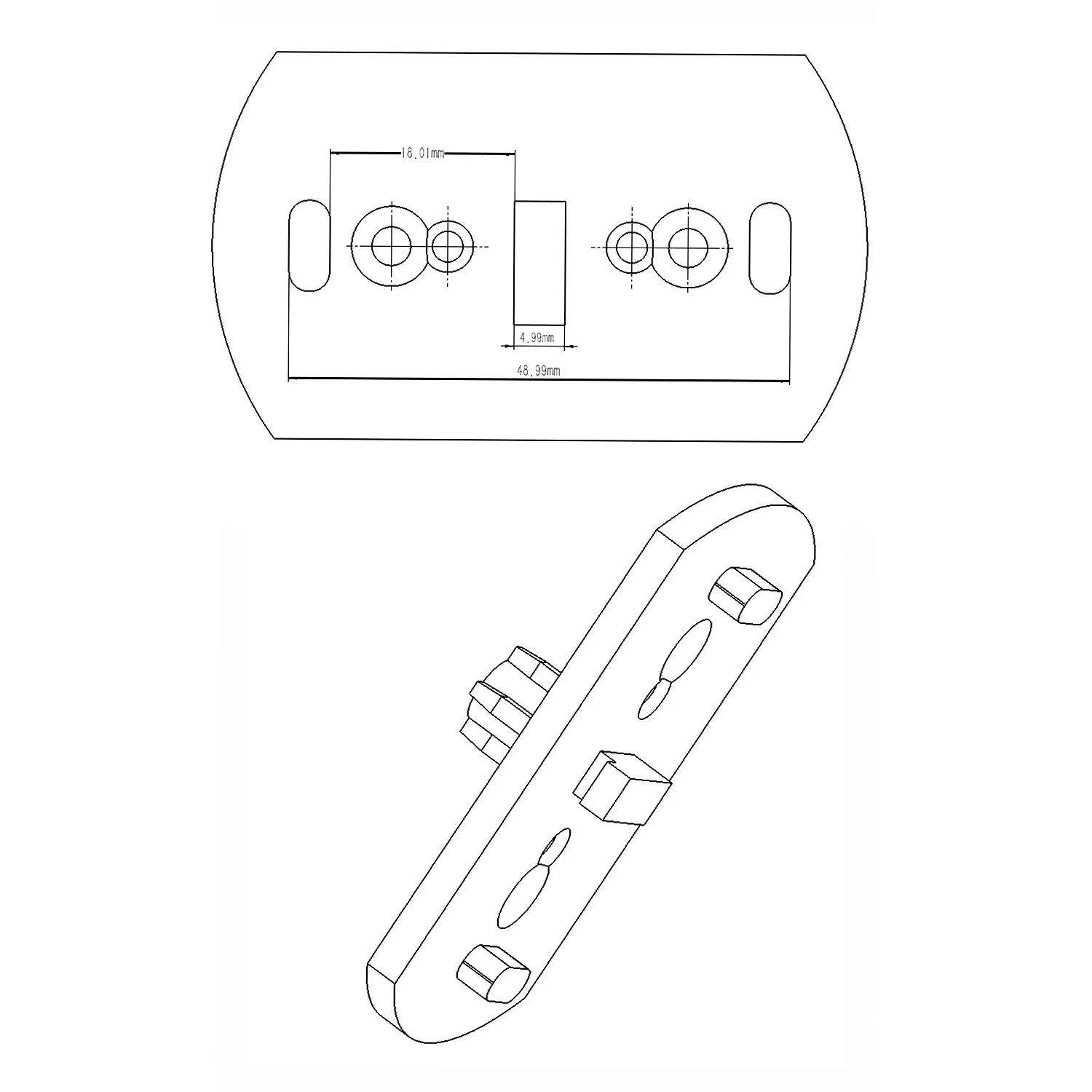 Roller Blind Bracket Adapter Plates Big, Spacing 49mm Mounting Plates for Electric Blind Motor